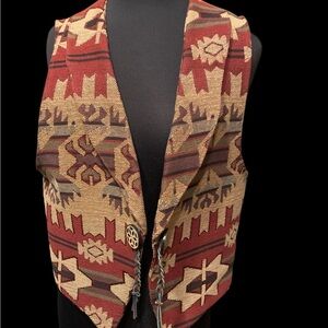 Roughrider Southwestern Vest in Rust and Tan